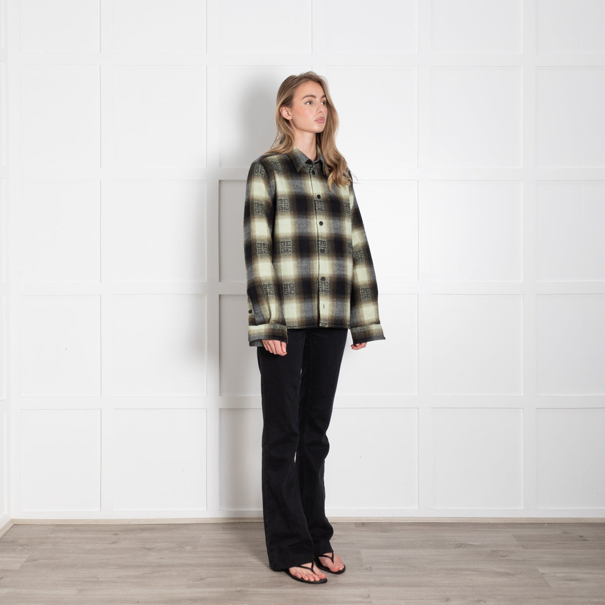 Givenchy Khaki Wool Plaid Shirt