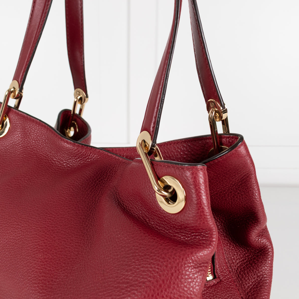 Michael Kors Red Pebbled Leather Kensington Tote Bag