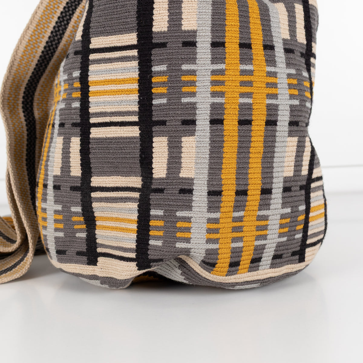 Guanabana Cream Blue Mustard Woven Geometric Pattern Crossbody