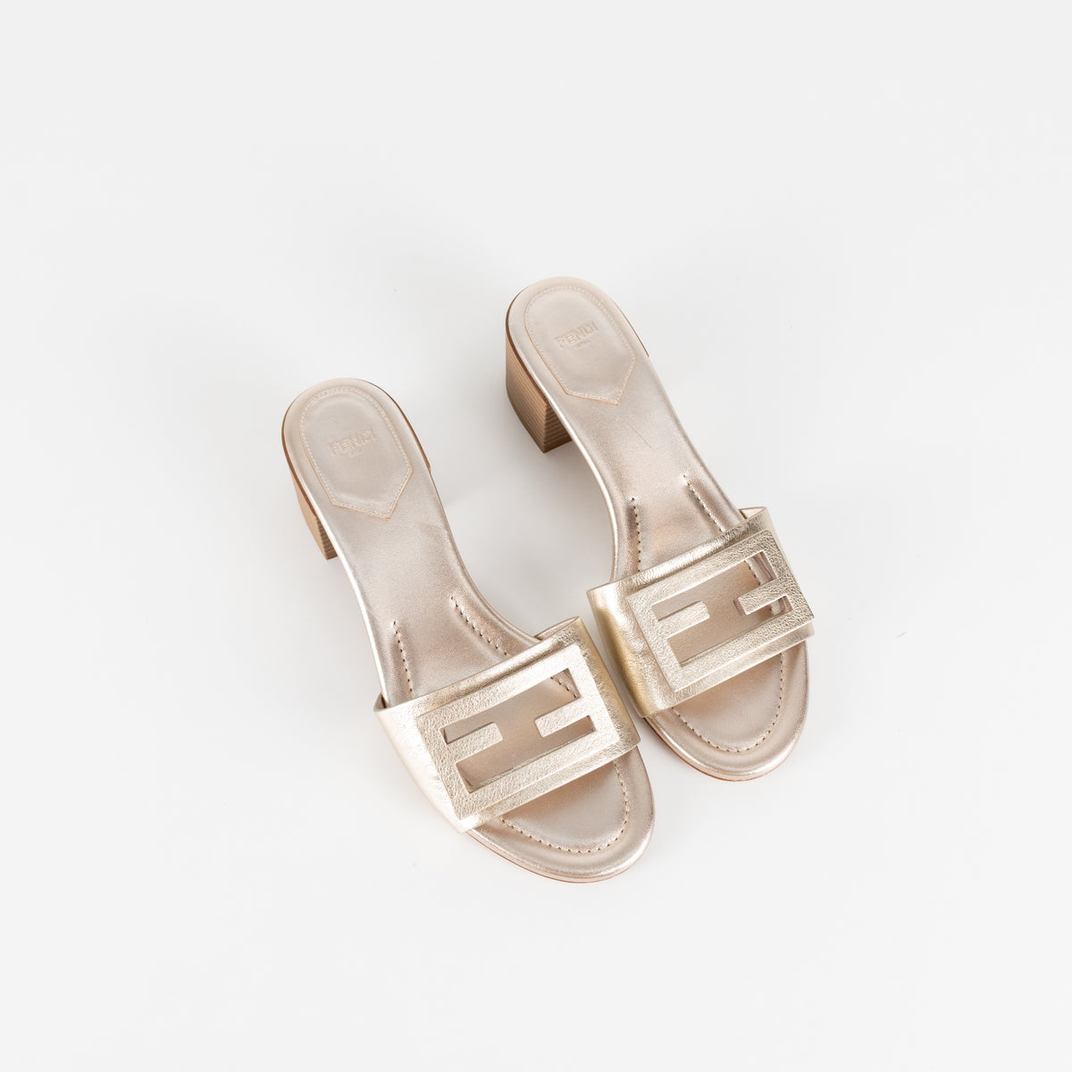 Fendi Pale Gold Leather Sandals