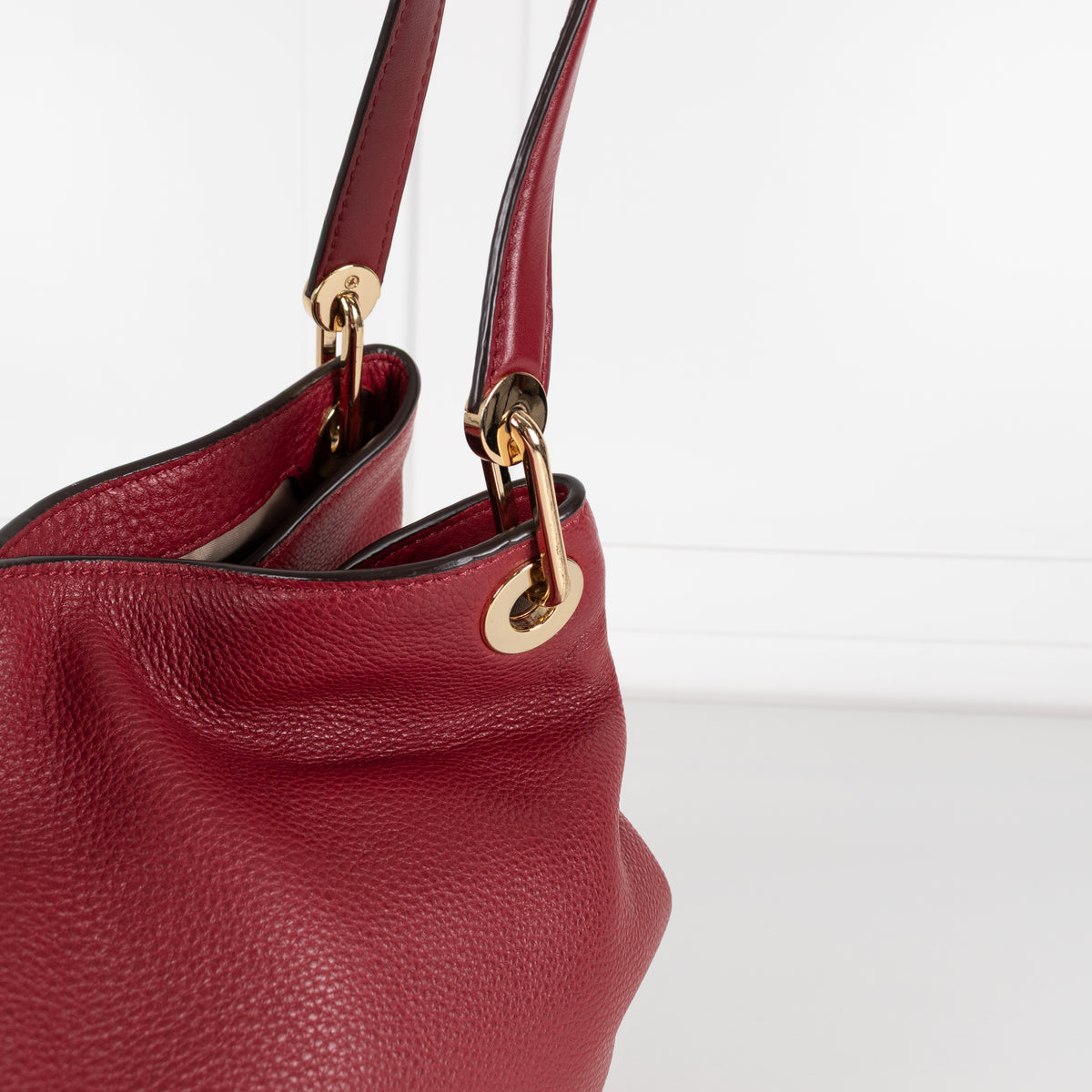 Michael Kors Red Pebbled Leather Kensington Tote Bag