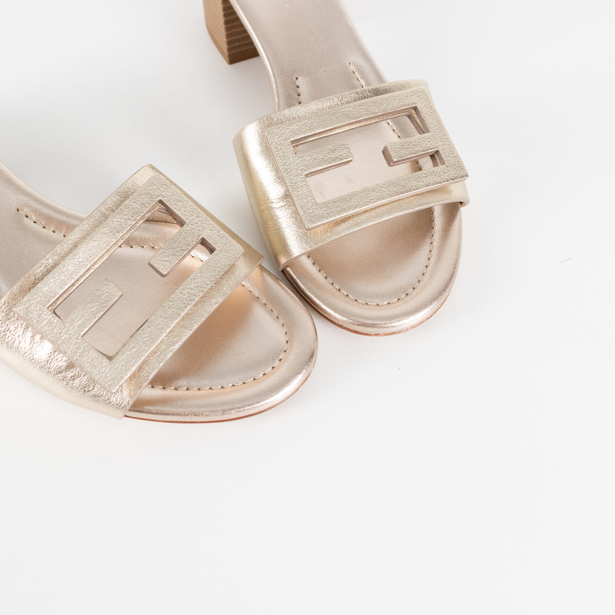 Fendi Pale Gold Leather Sandals