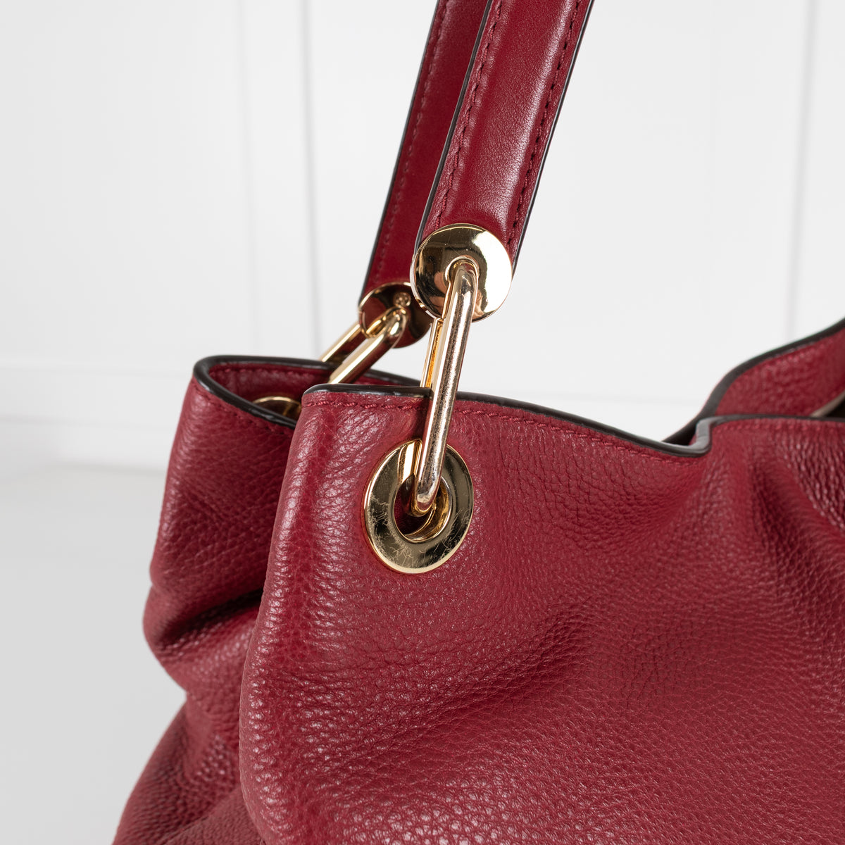 Michael Kors Red Pebbled Leather Kensington Tote Bag