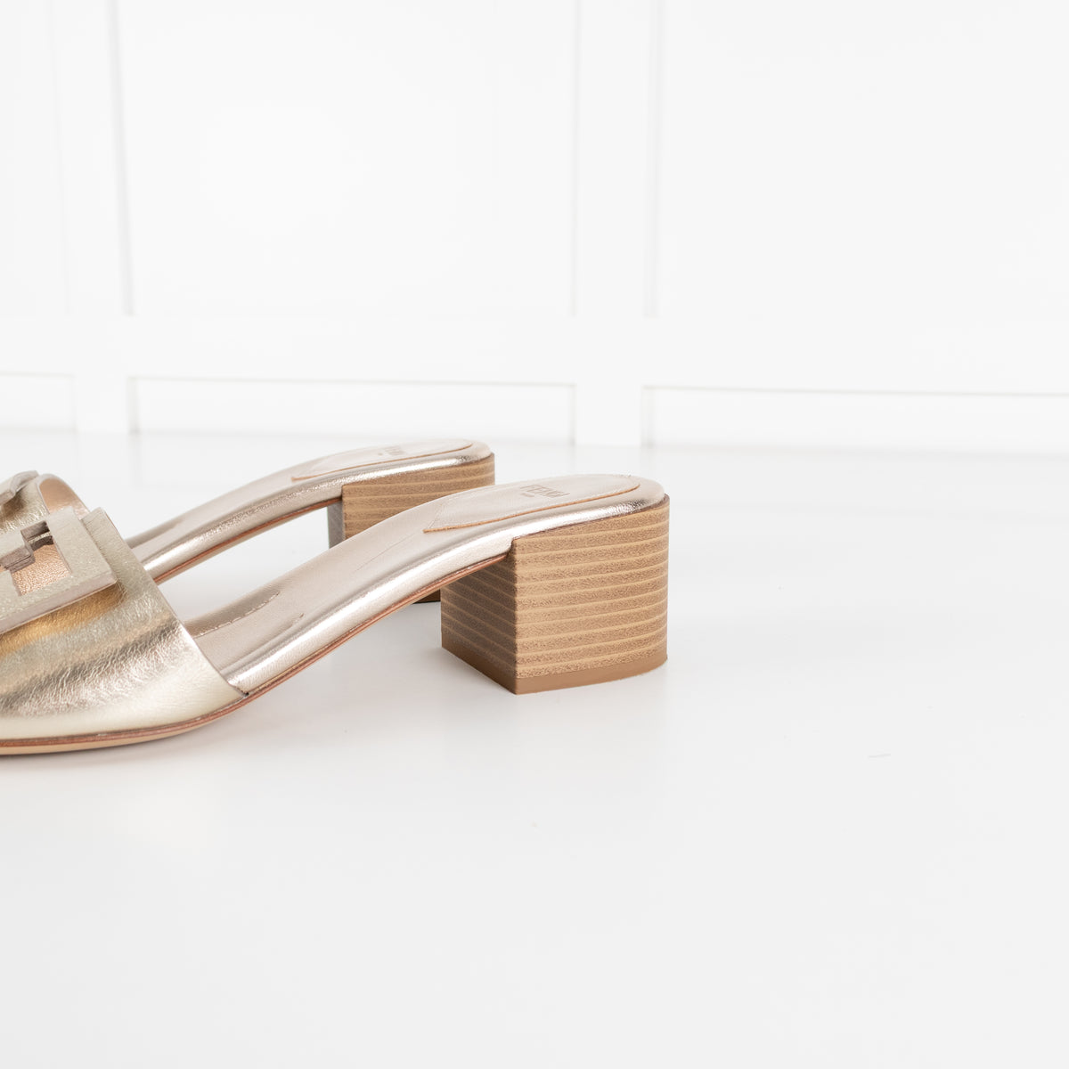 Fendi Pale Gold Leather Sandals