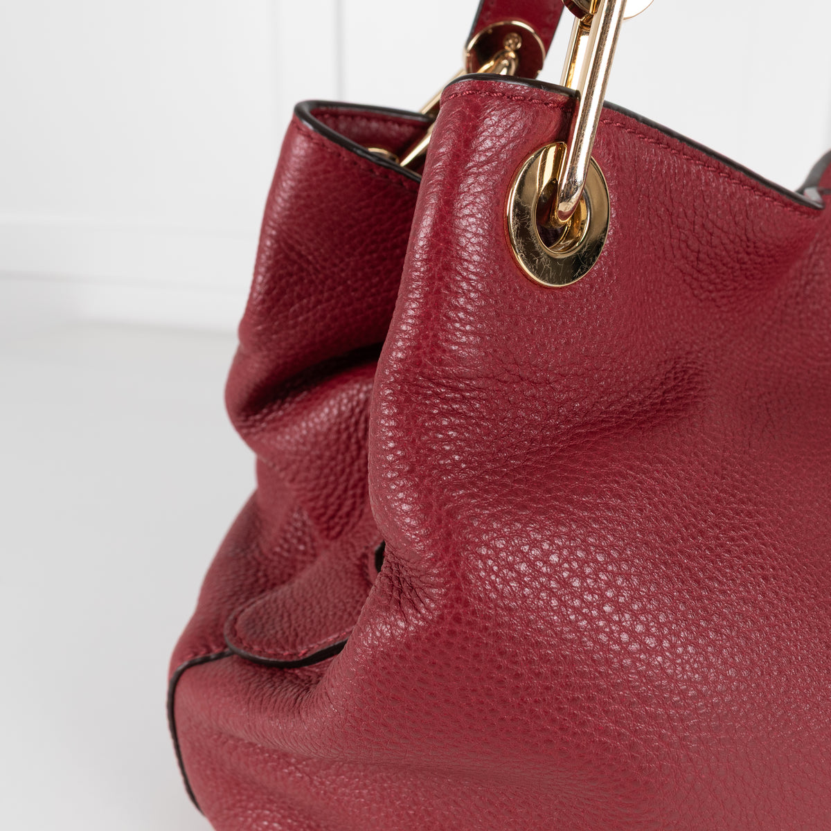 Michael Kors Red Pebbled Leather Kensington Tote Bag