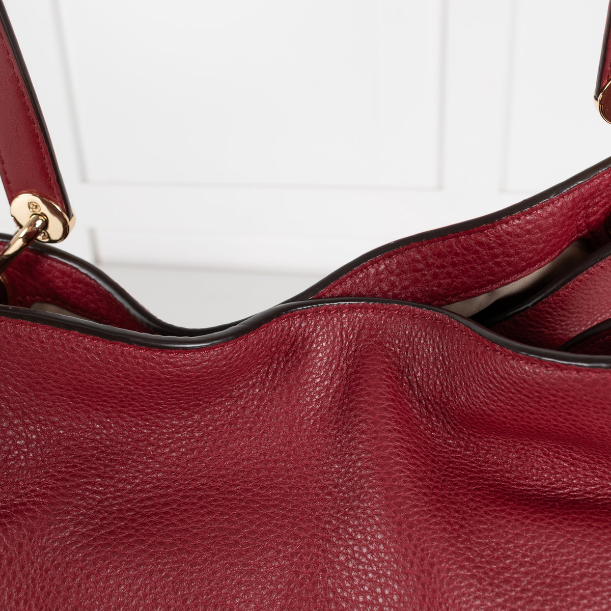 Michael Kors Red Pebbled Leather Kensington Tote Bag