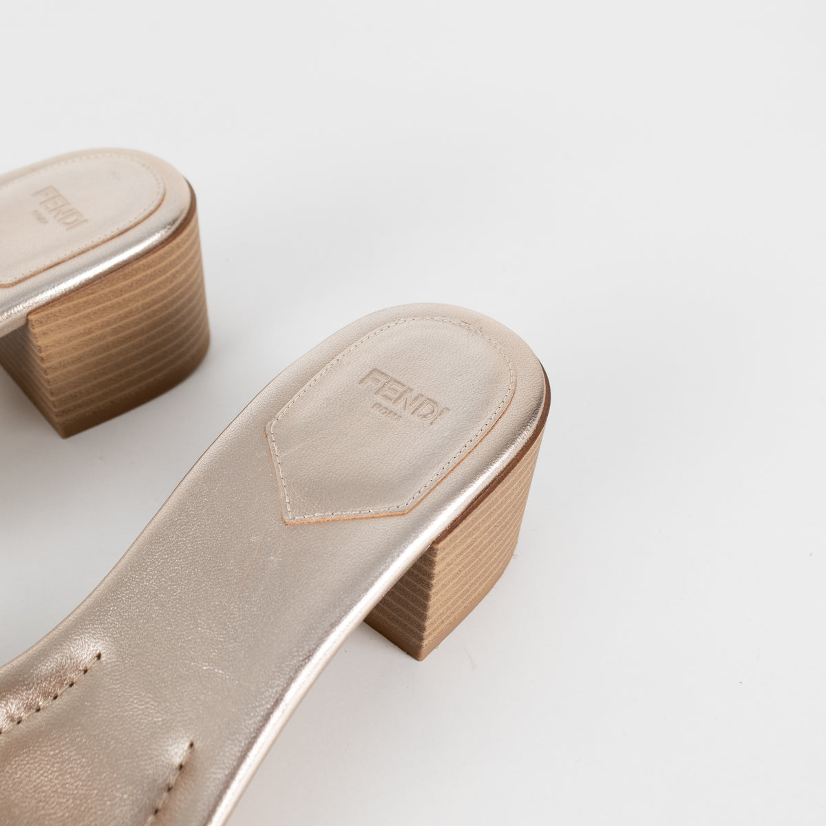Fendi Pale Gold Leather Sandals