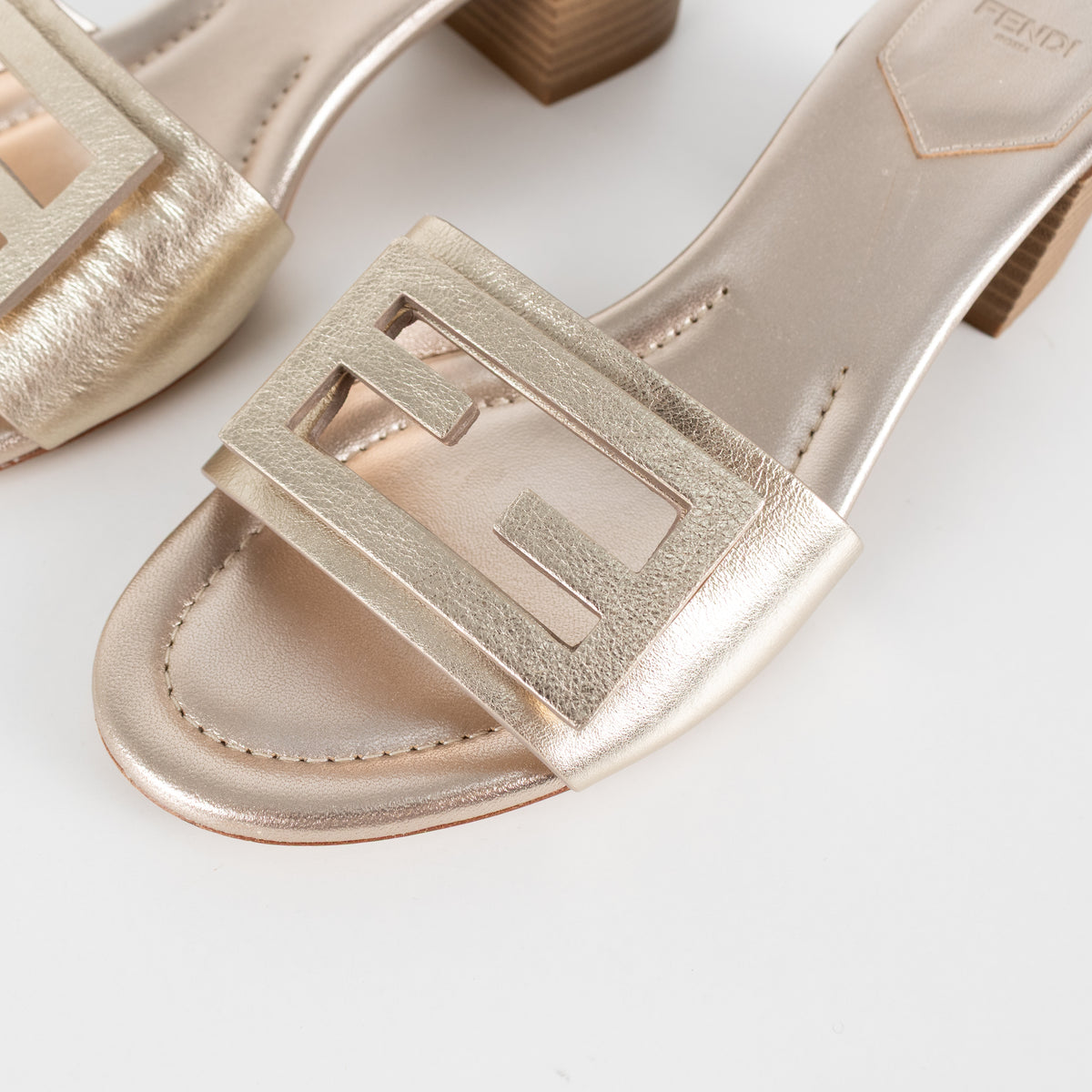 Fendi Pale Gold Leather Sandals