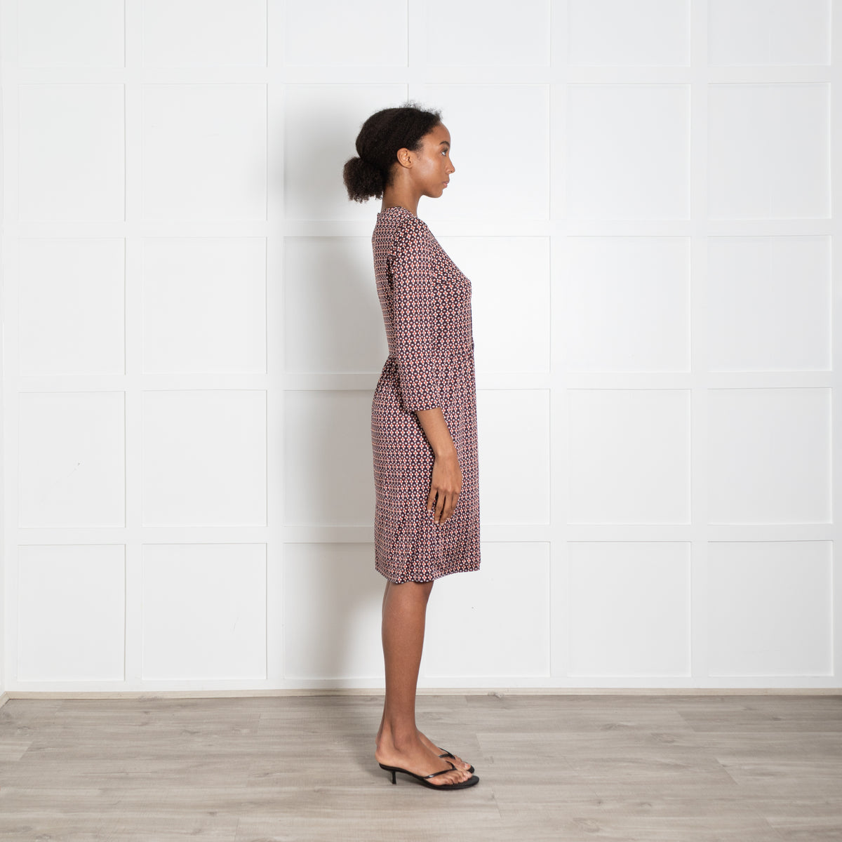 Tory Burch Multi Navy Cream Orange Blue Print Silk Jersey Dress