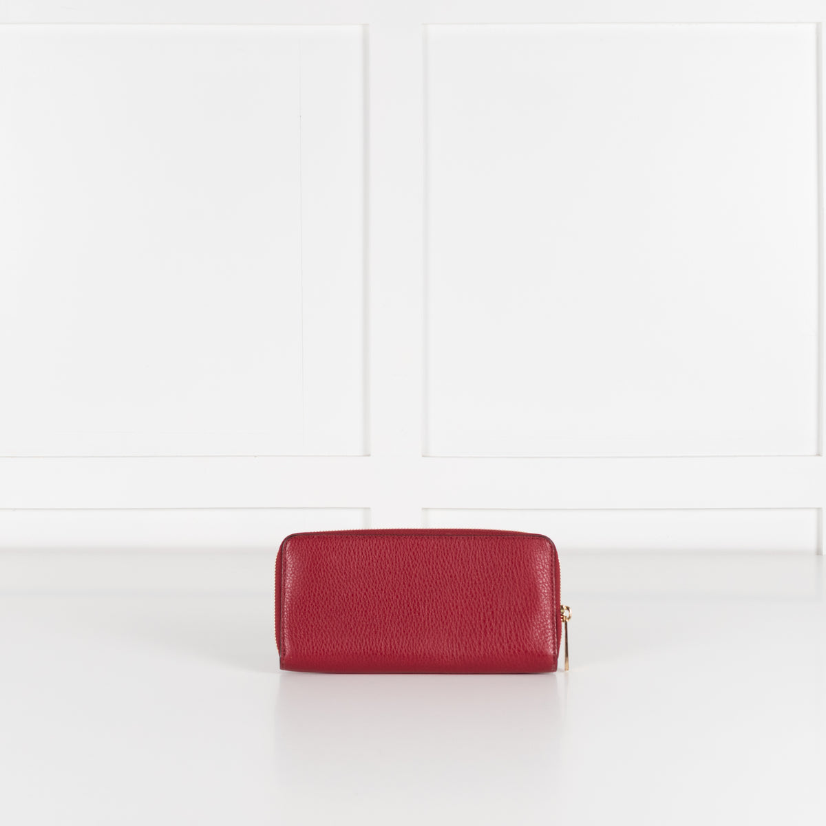 Michael Kors Red Pebbled Leather Gold Zip Around Wallet
