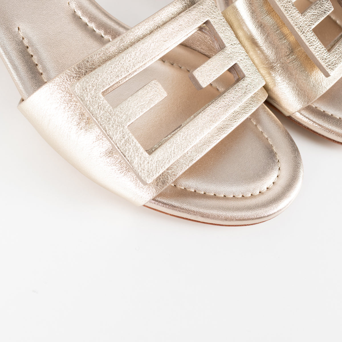 Fendi Pale Gold Leather Sandals