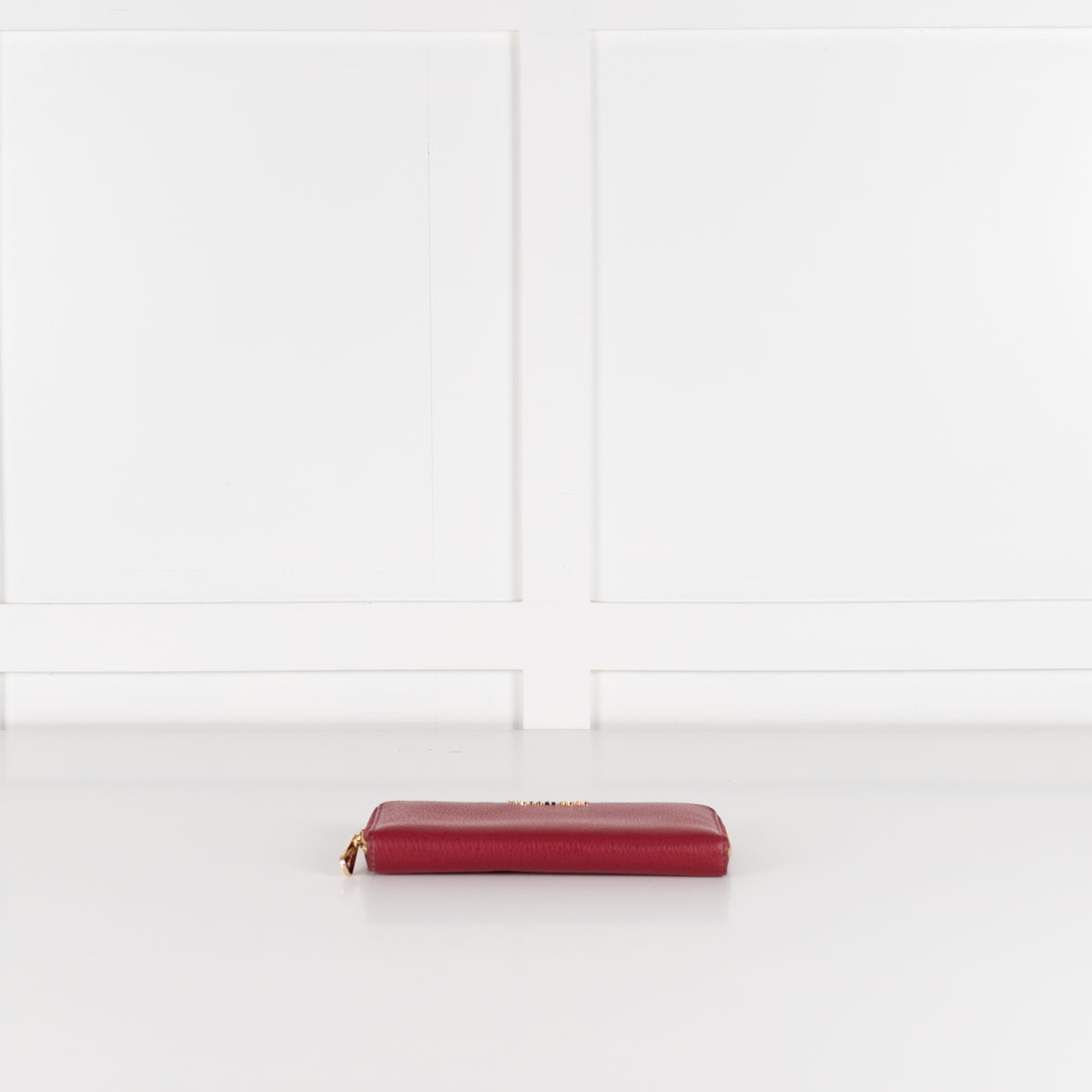 Michael Kors Red Pebbled Leather Gold Zip Around Wallet