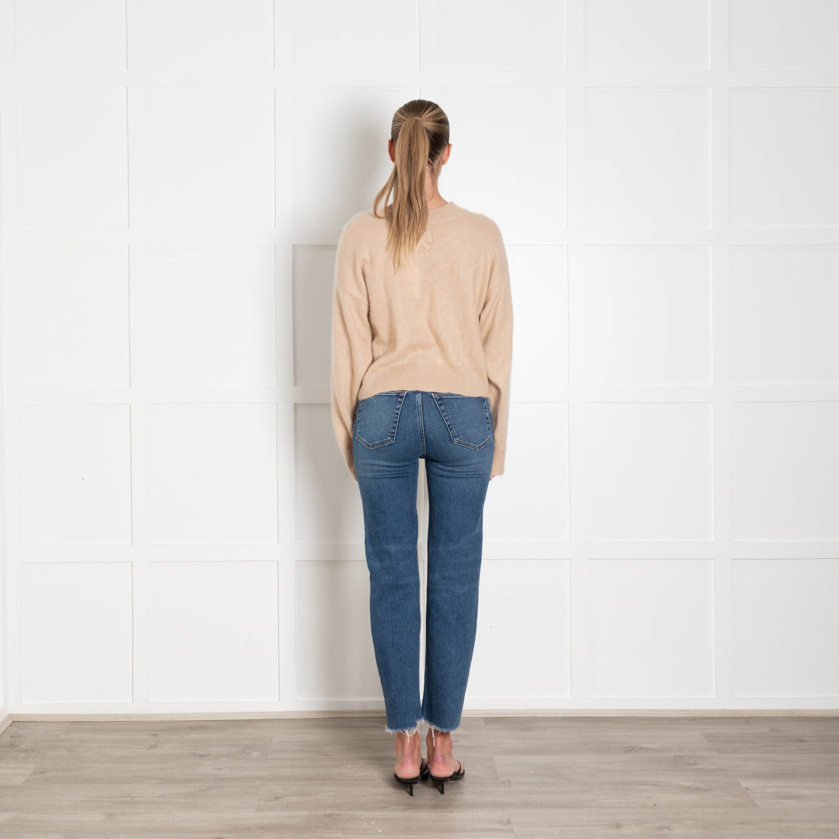 Love Shack Fancy Brown Cashmere Boxy Jumper