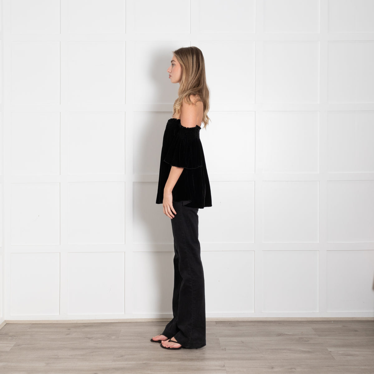 Hale Bob Black Velvet Off The Shoulder Blouse