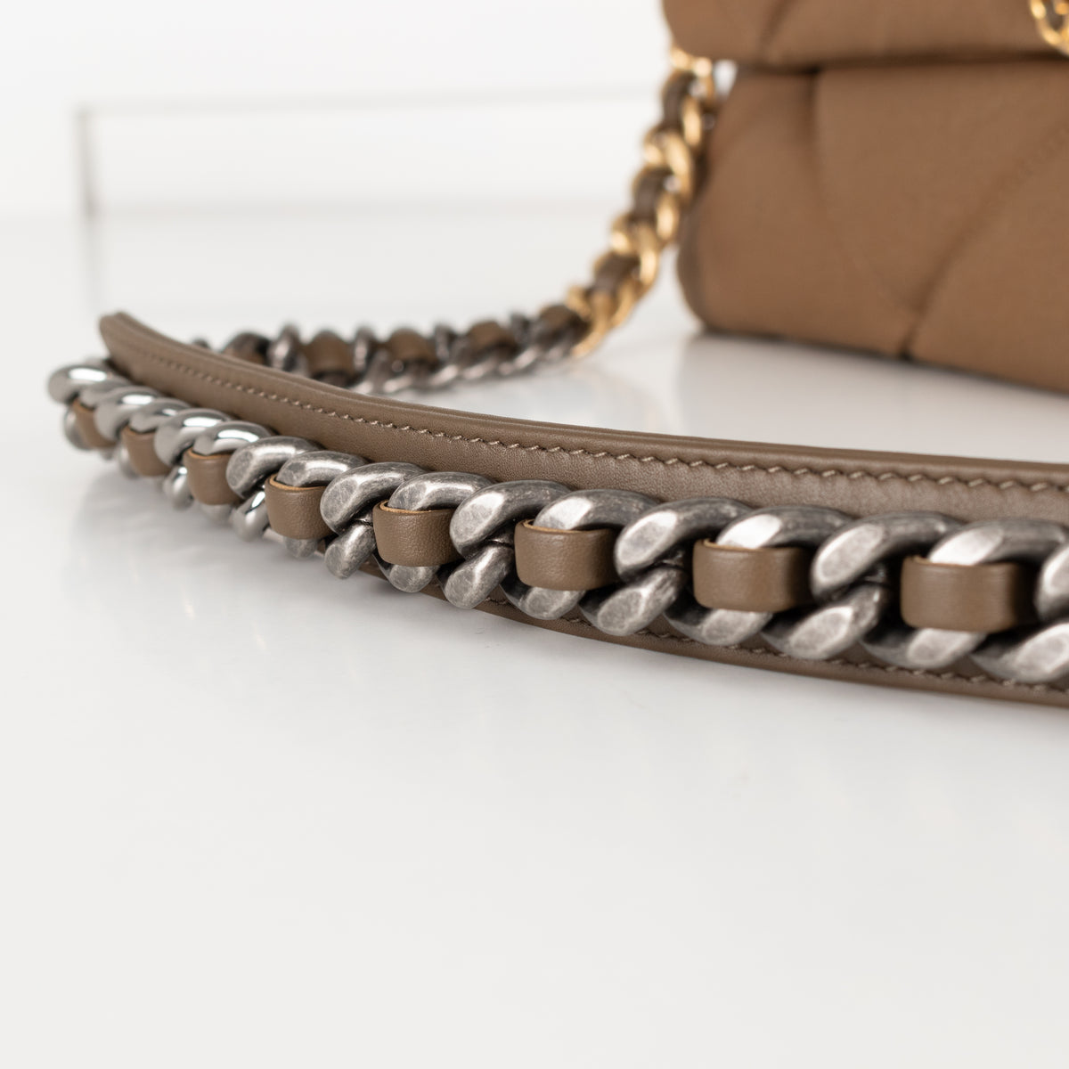 Chanel Fabric Khaki Quilted Shoulder Bag