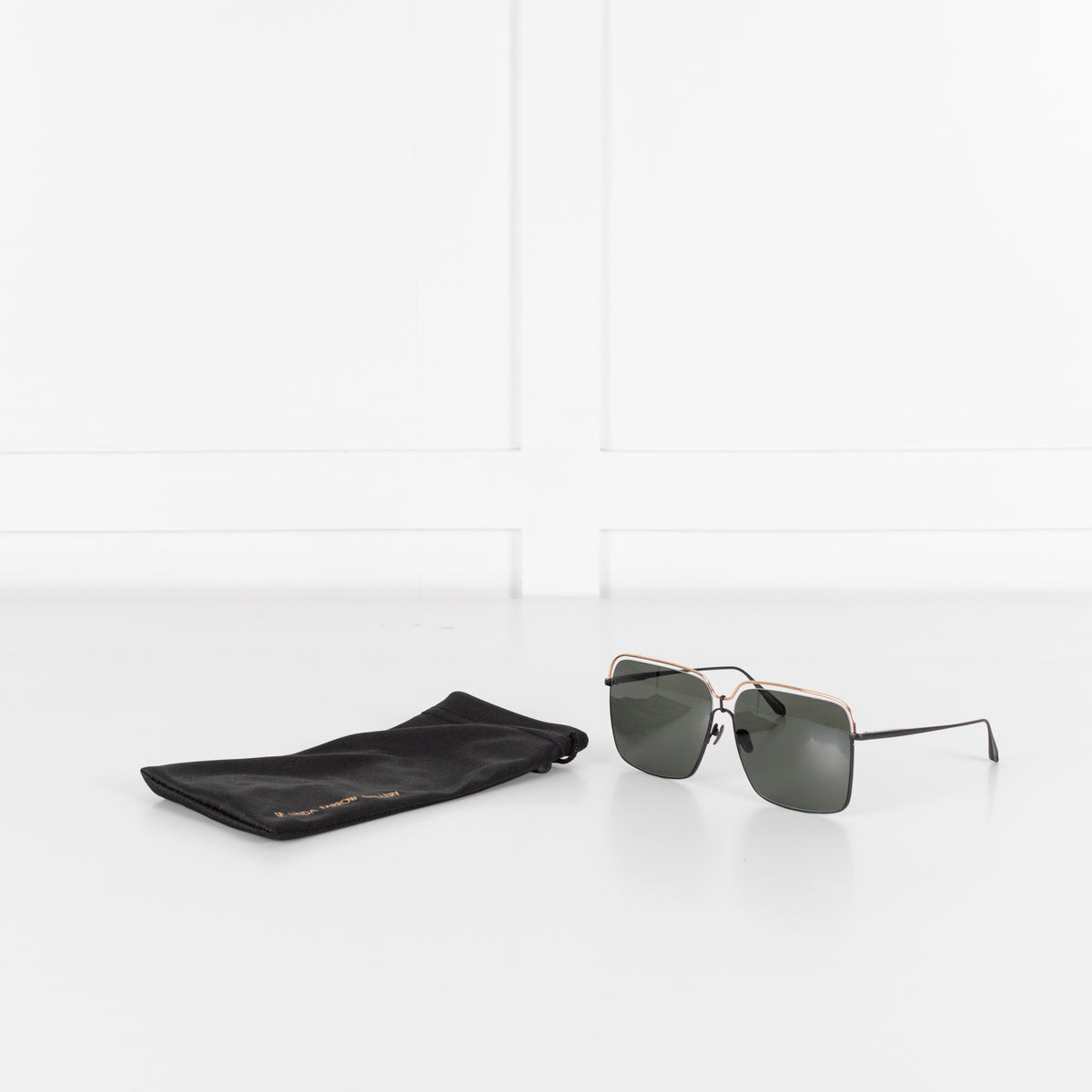 Linda Farrow Titanium Over sized Square Frame with Black lens