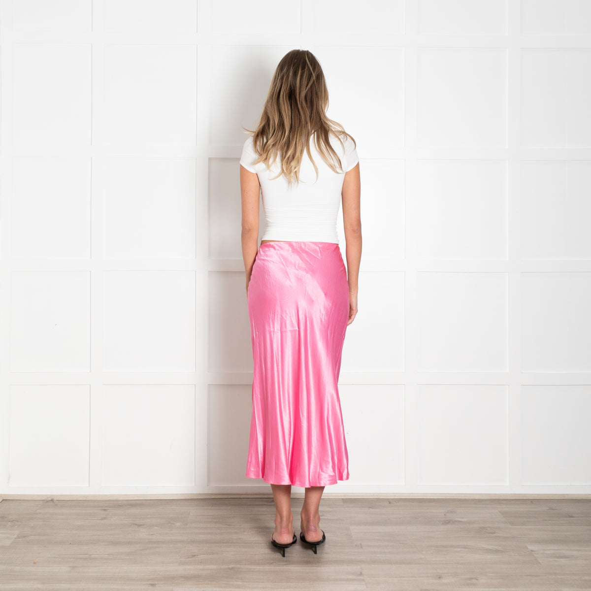 Rails Malibu Pink Satin Maya Midi Side Split Skirt