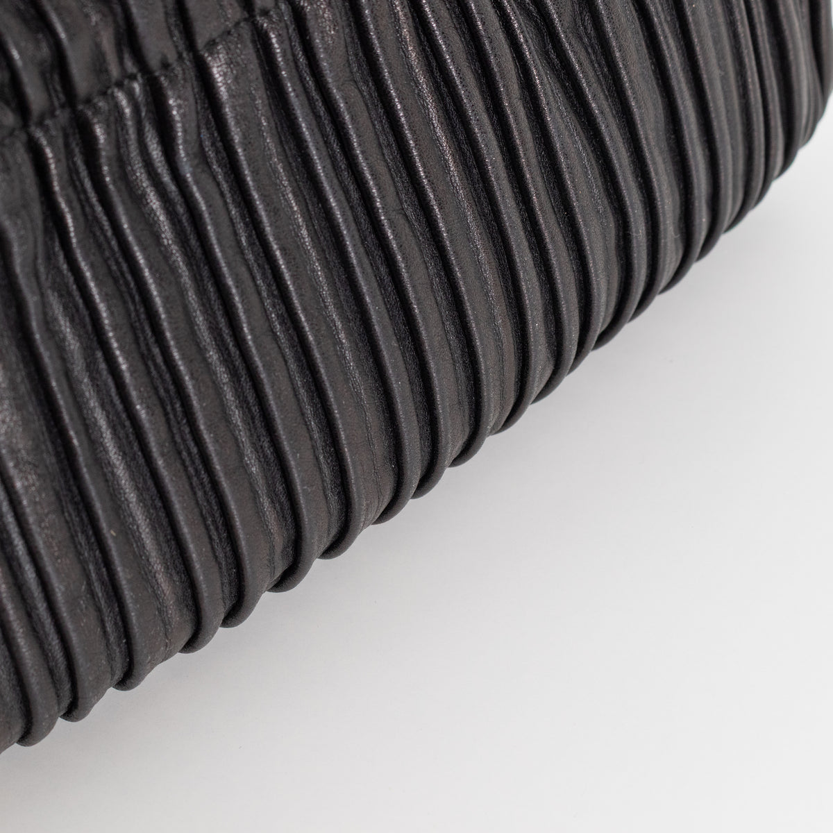 Bvlgari Black Pleated Leather Silver Hardware Clutch Bag