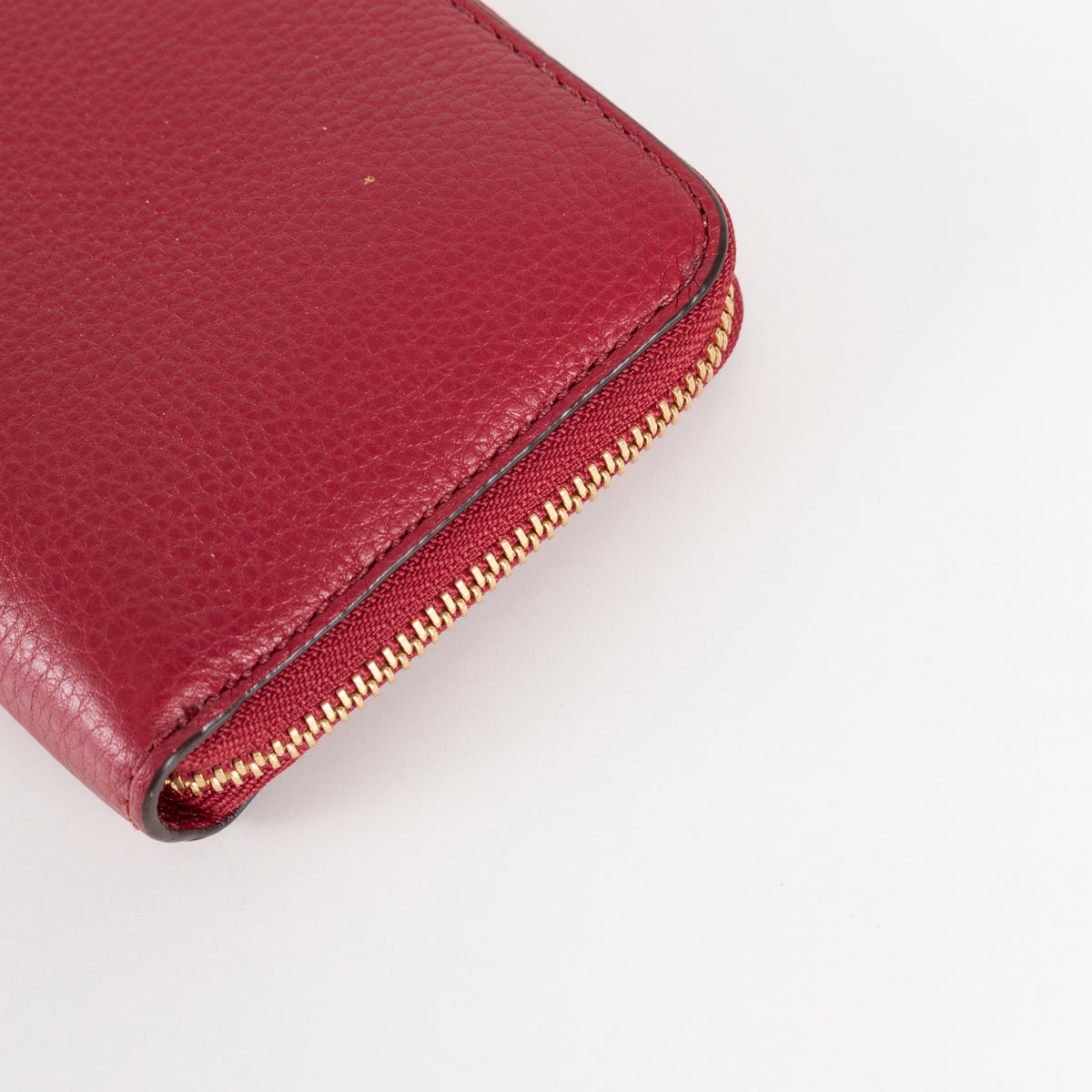 Michael Kors Red Pebbled Leather Gold Zip Around Wallet