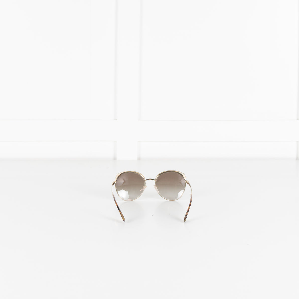 Prada Brown Light Green Gold Frame Sun Glasses