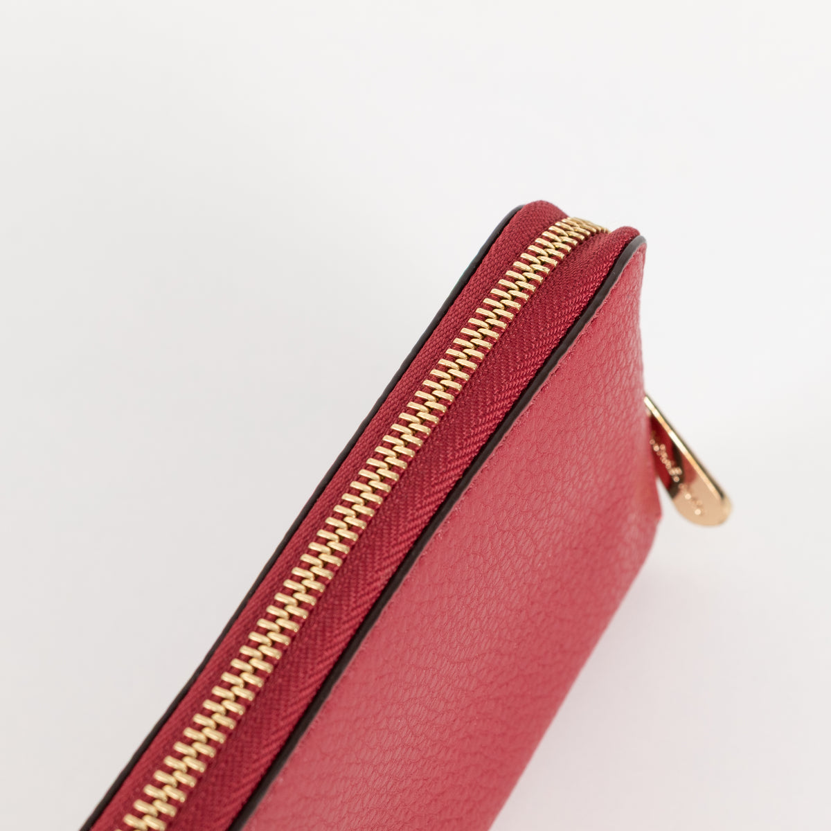Michael Kors Red Pebbled Leather Gold Zip Around Wallet
