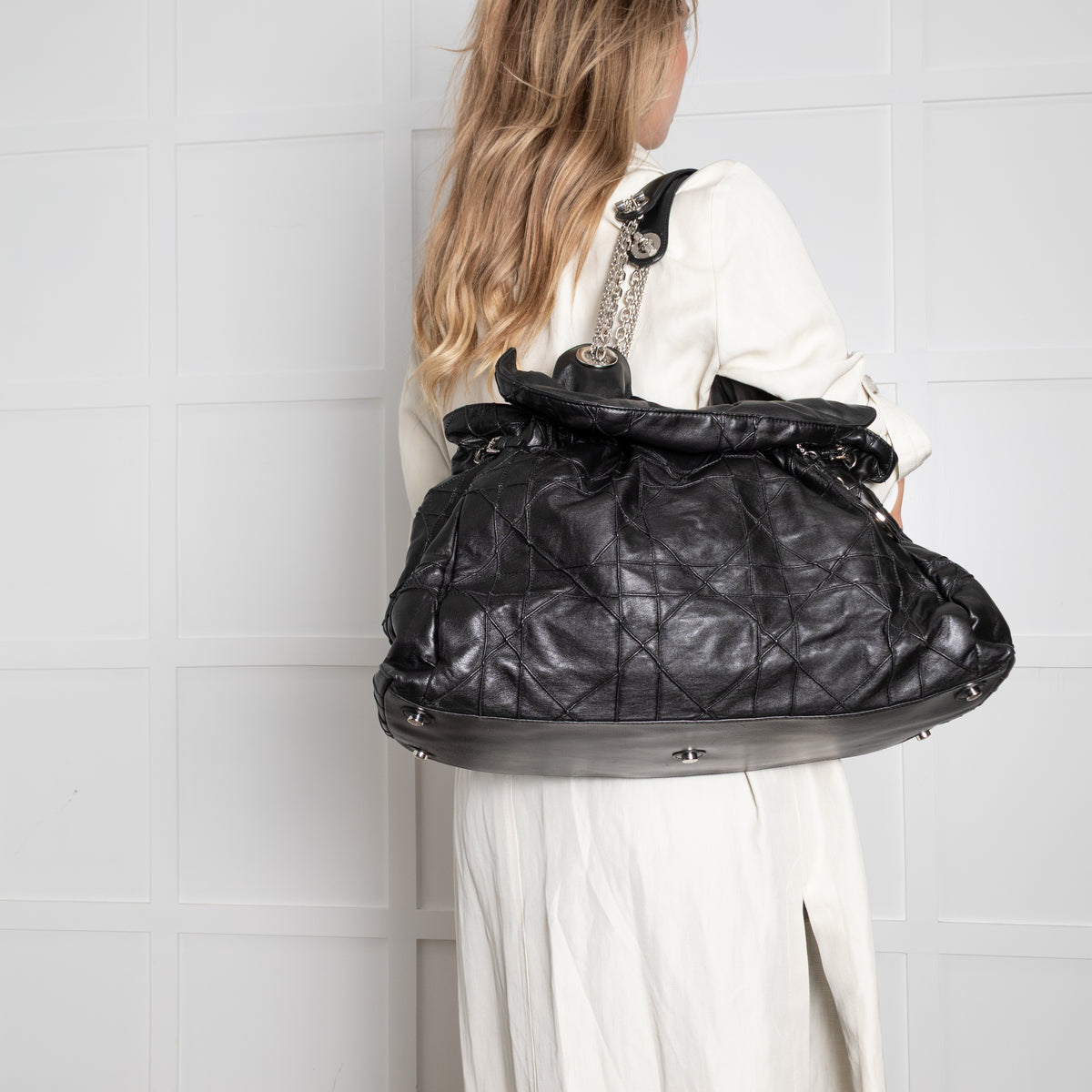 Christian Dior Black Le Trente Cannage Leather Tote Bag
