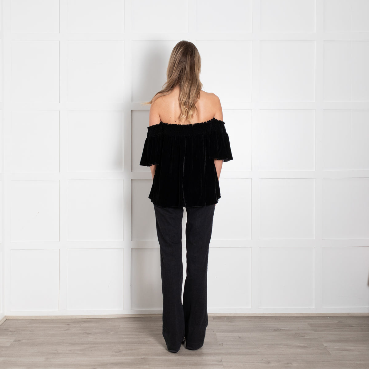 Hale Bob Black Velvet Off The Shoulder Blouse