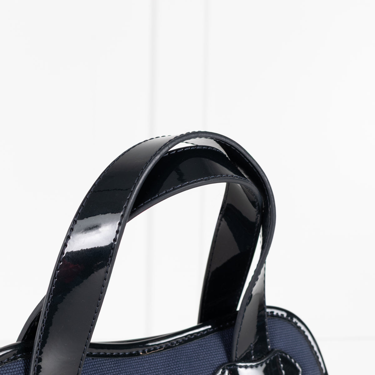 Tila March Navy Bag with Patent Trim