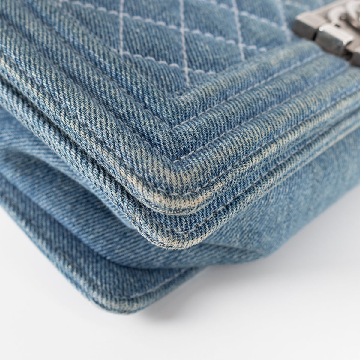 Chanel Blue Denim Medium Flap Boy Bag