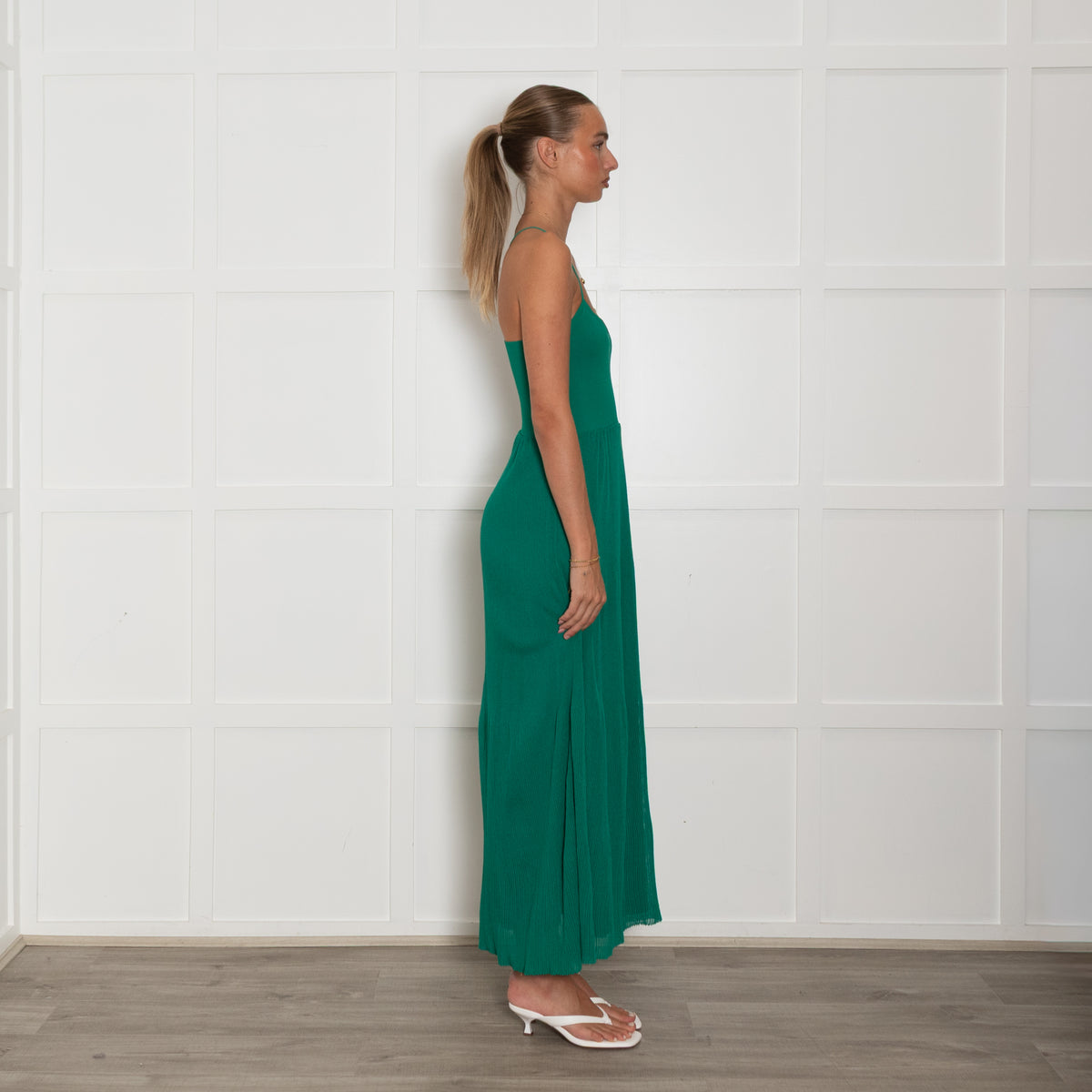 Sandro Green Crinkle Sundress
