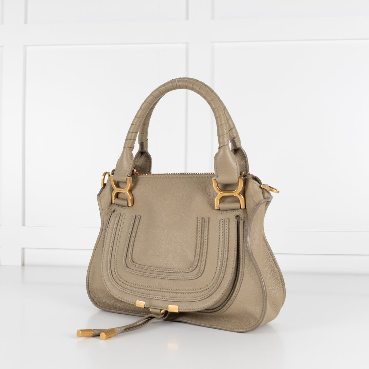 Chloe Khaki Marcie Handbag With Crossbody Strap