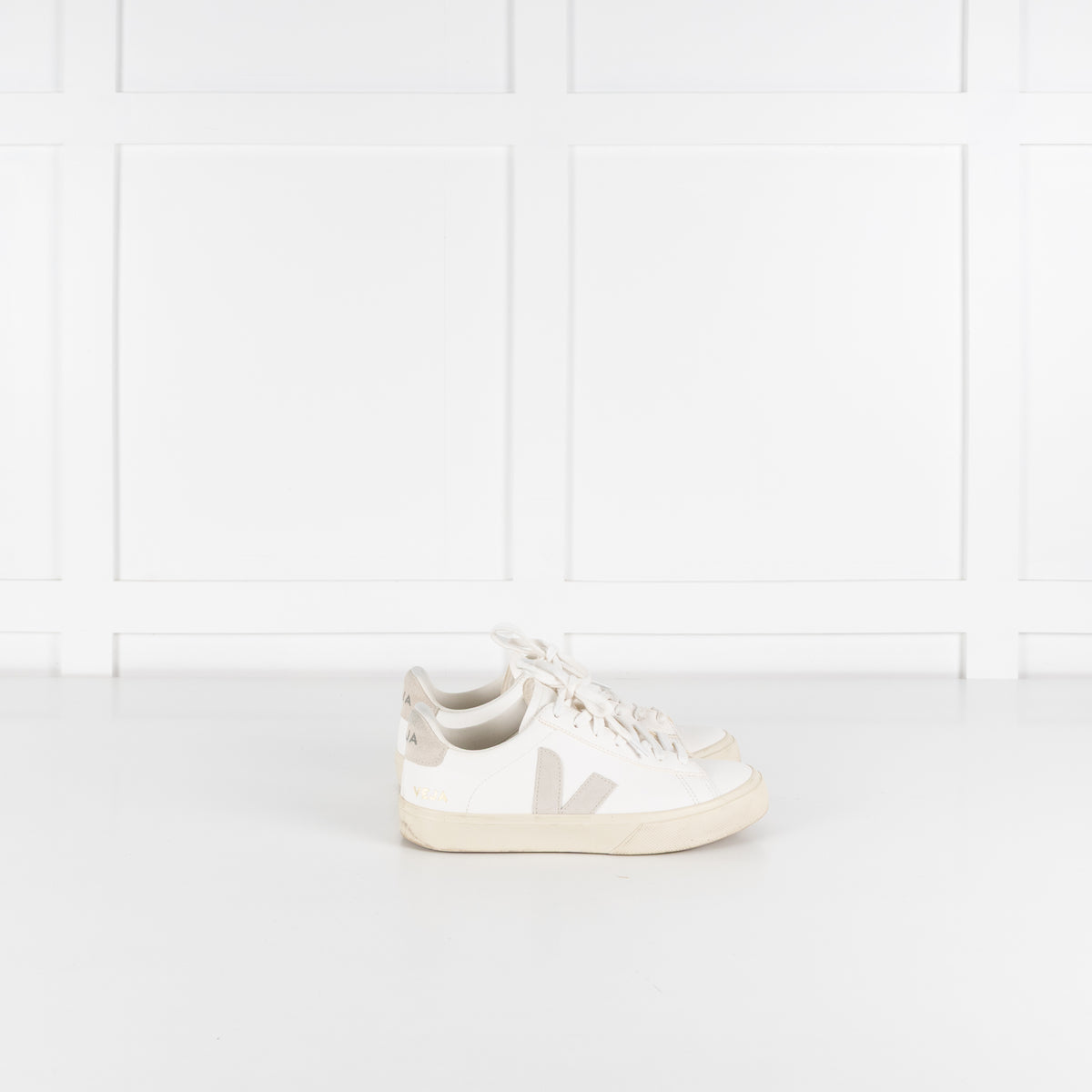 Veja White Leather Lace Up Trainers