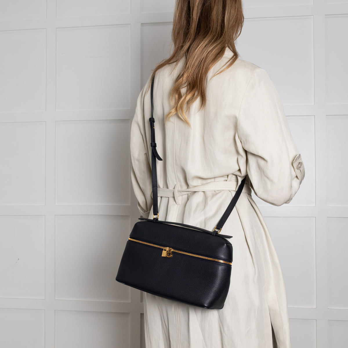 Loro Piana Navy Grained Calfskin Extra Pocket L27 Bag