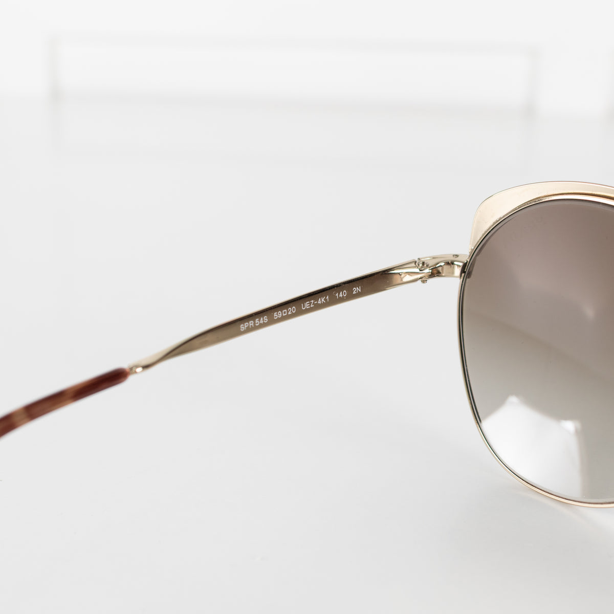 Prada Brown Light Green Gold Frame Sun Glasses