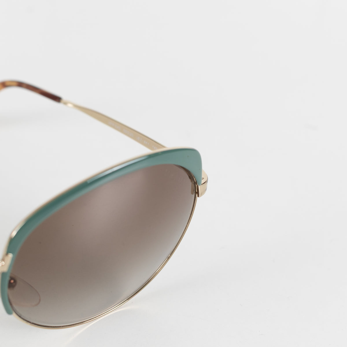 Prada Brown Light Green Gold Frame Sun Glasses