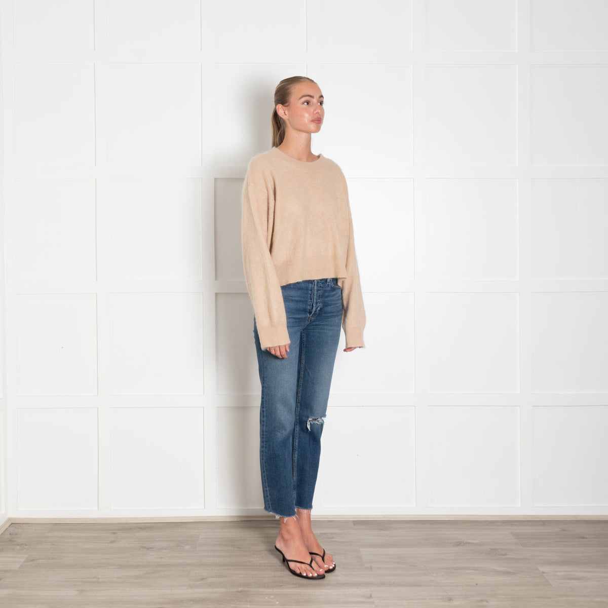Love Shack Fancy Brown Cashmere Boxy Jumper