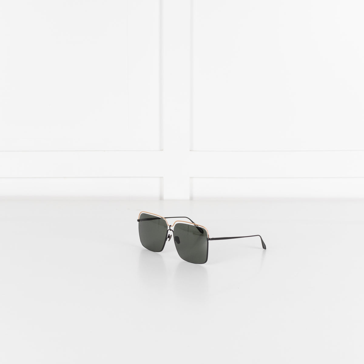 Linda Farrow Titanium Over sized Square Frame with Black lens
