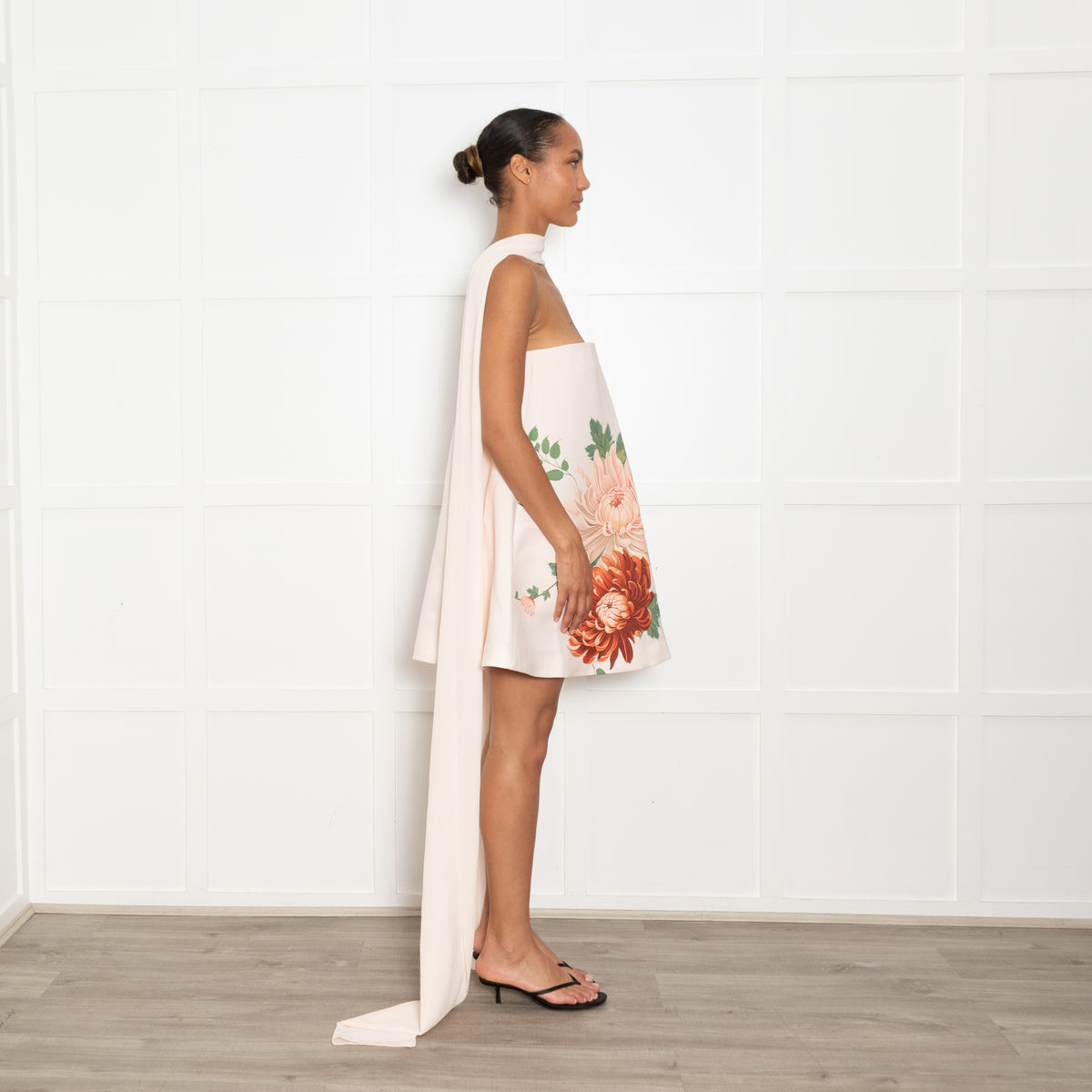 Sau Lee Pale Pink Ruby Dress With Chiffon Scarf