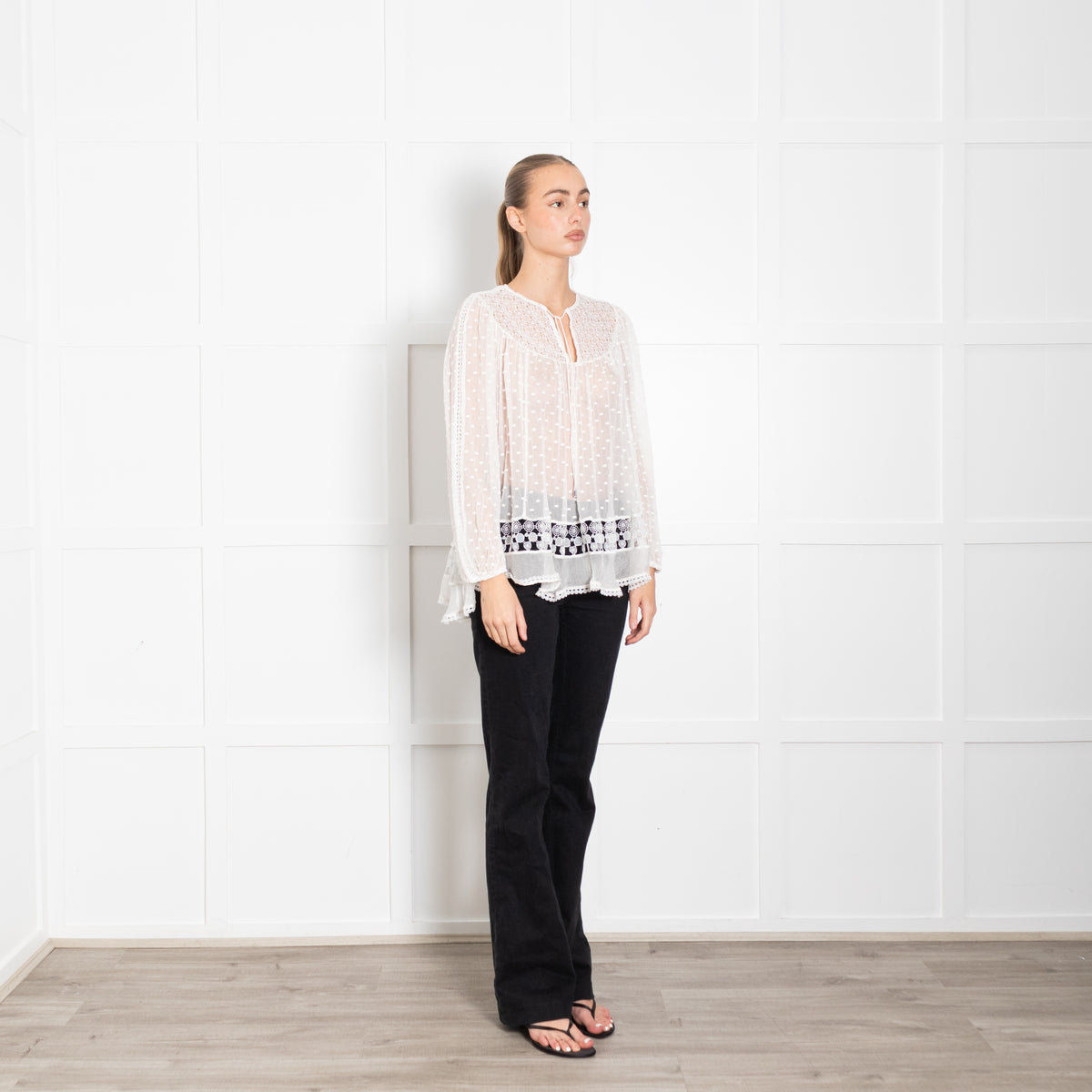 Zimmermann White Lace And Polka Spot Top