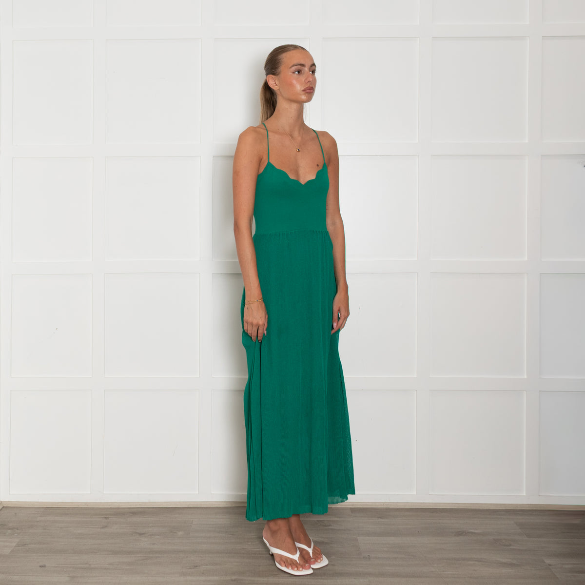 Sandro Green Crinkle Sundress