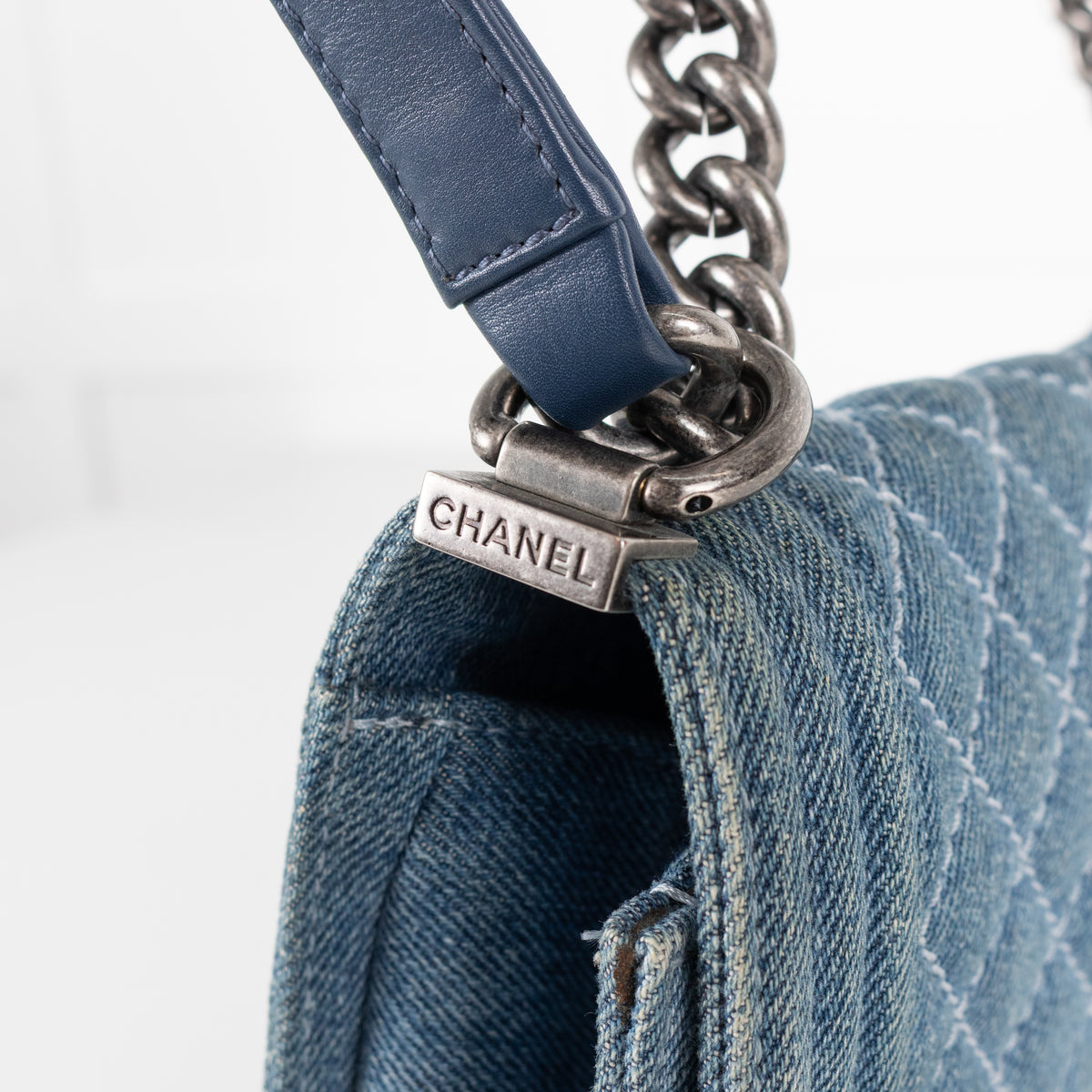 Chanel Blue Denim Medium Flap Boy Bag