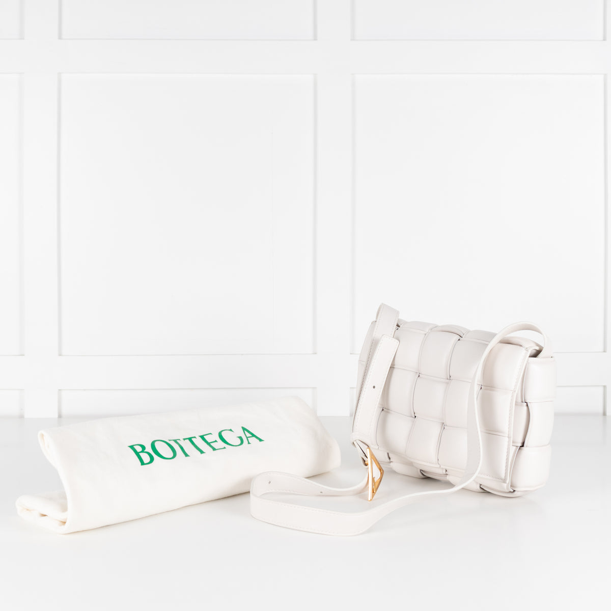 Bottega Veneta Cream Padded Leather Cassette Cross Body Bag