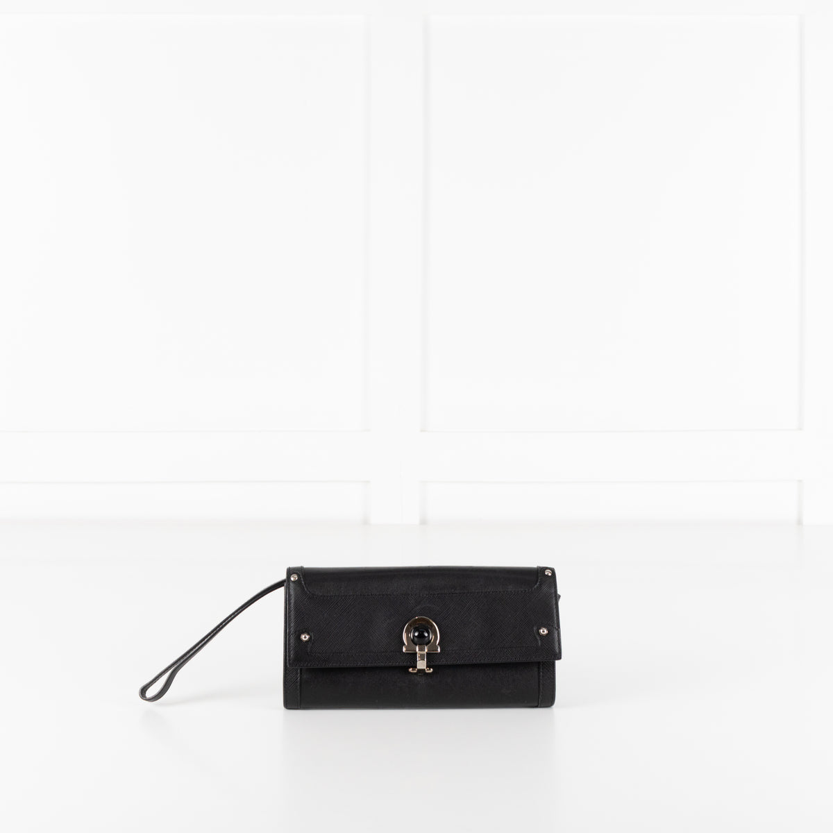 Salvatore Ferragamo Black Gancini Black Wallet
