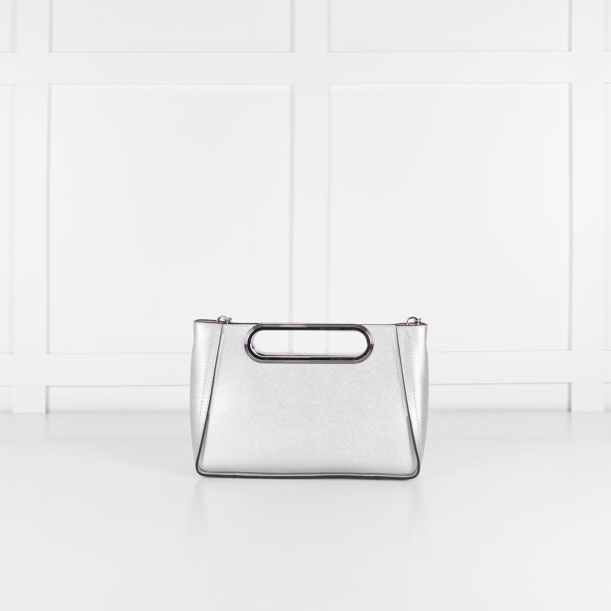 Michael Kors Silver Chelsea Saffiano Leather Convertable Crossbody Bag
