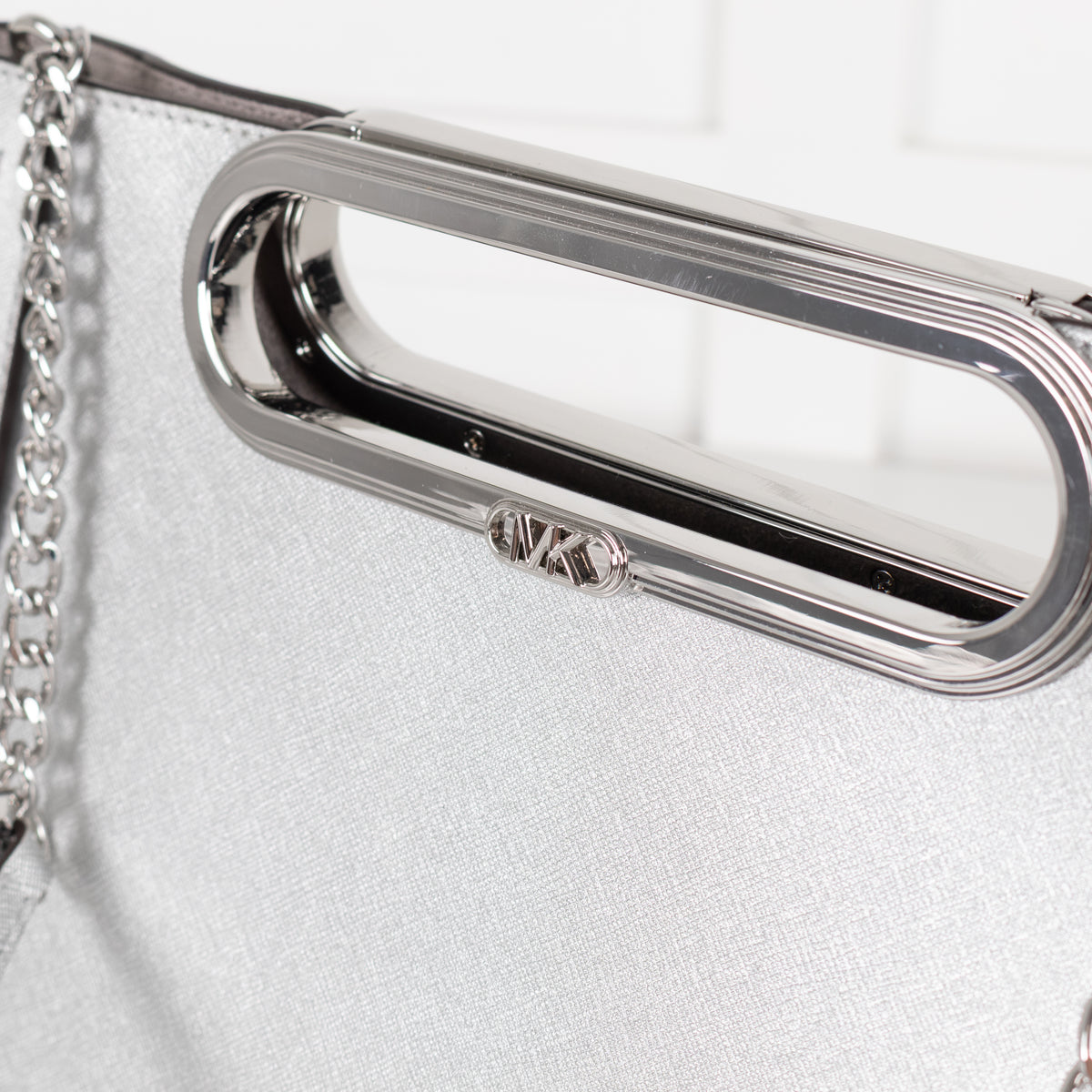 Michael Kors Silver Chelsea Saffiano Leather Convertable Crossbody Bag