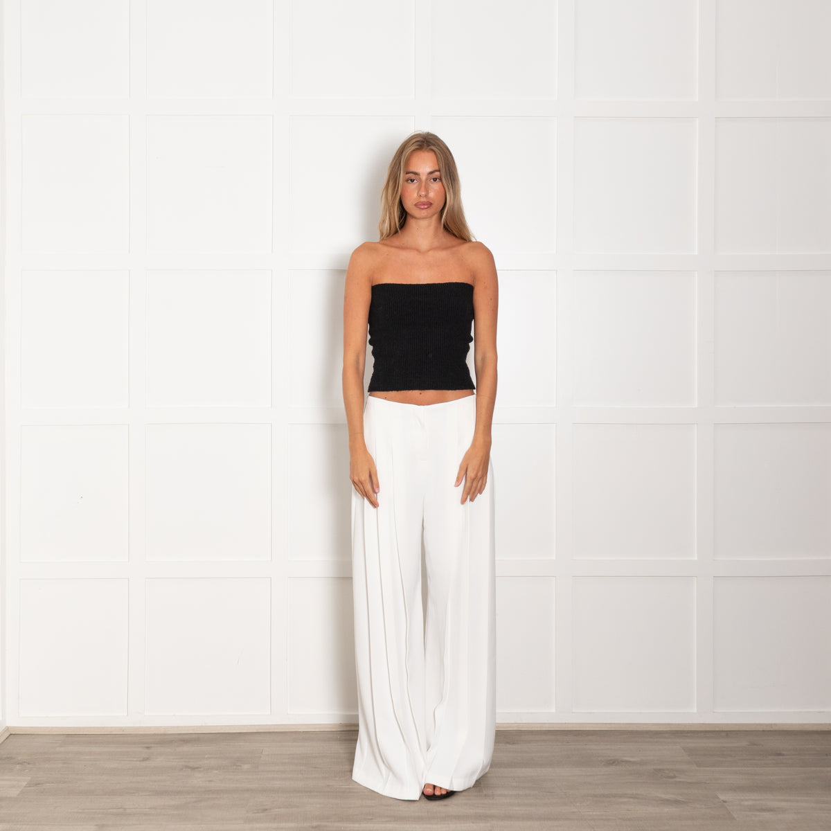 The Frankie Shop White Front Pleat Detail Trousers