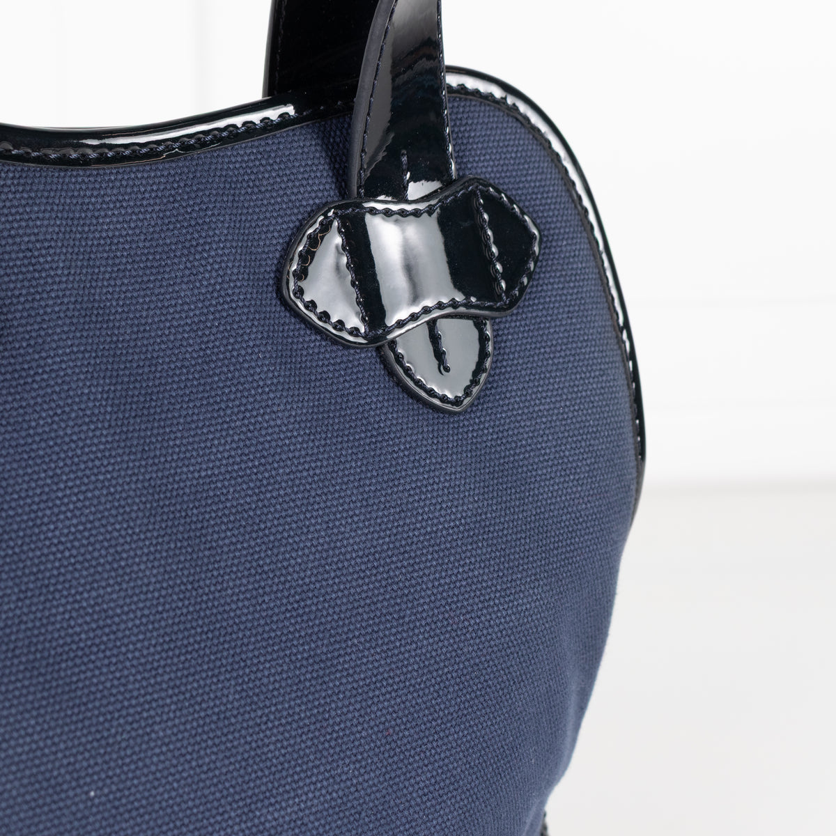 Tila March Navy Bag with Patent Trim