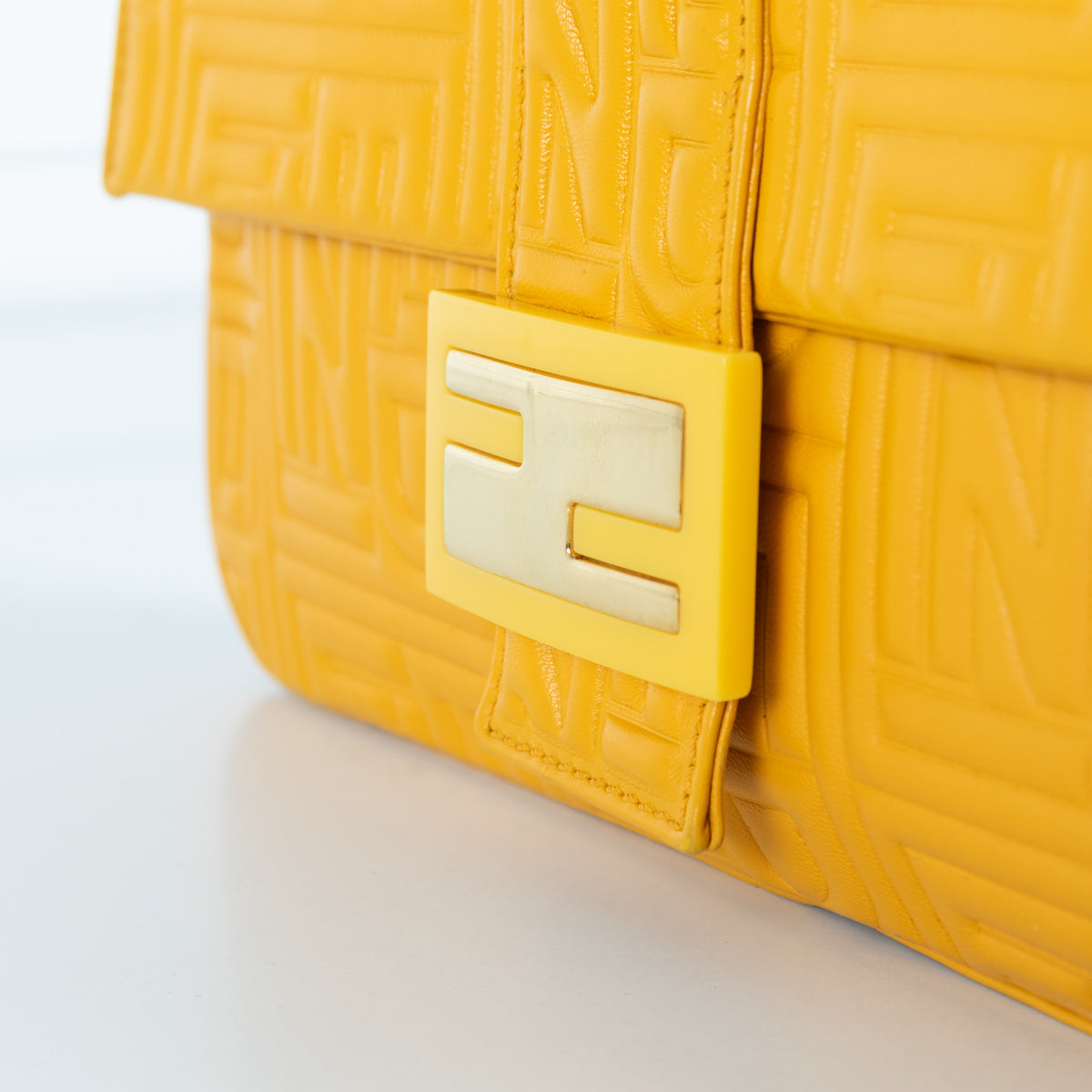Fendi Yellow Leather Vintage Medium Baguette