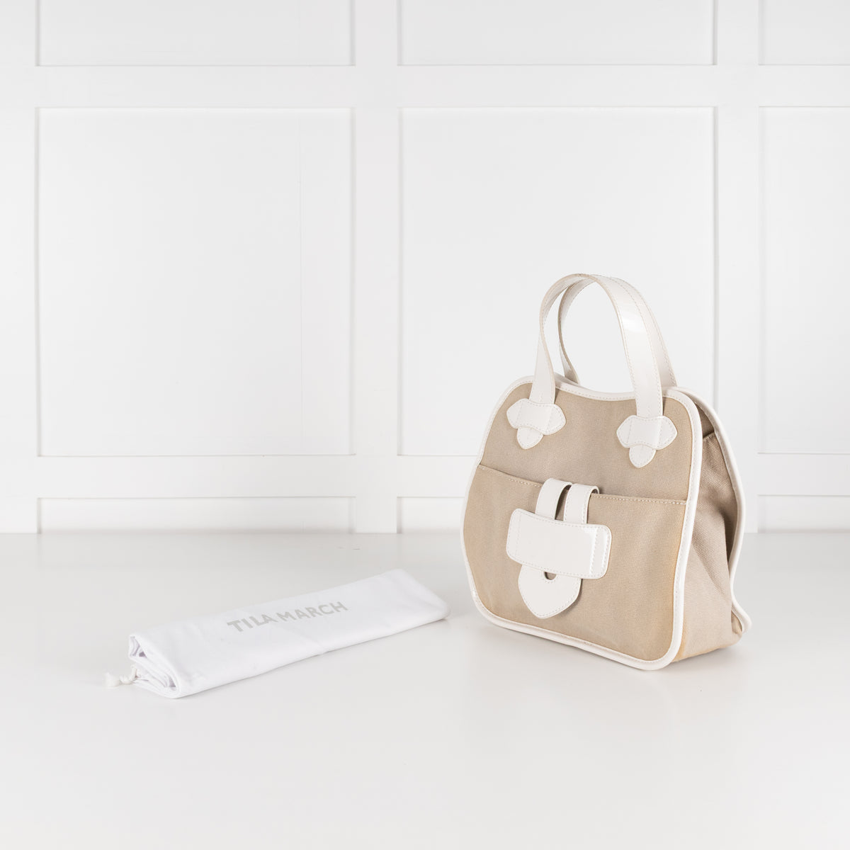 Tila March Cream Bag with Patent Trim