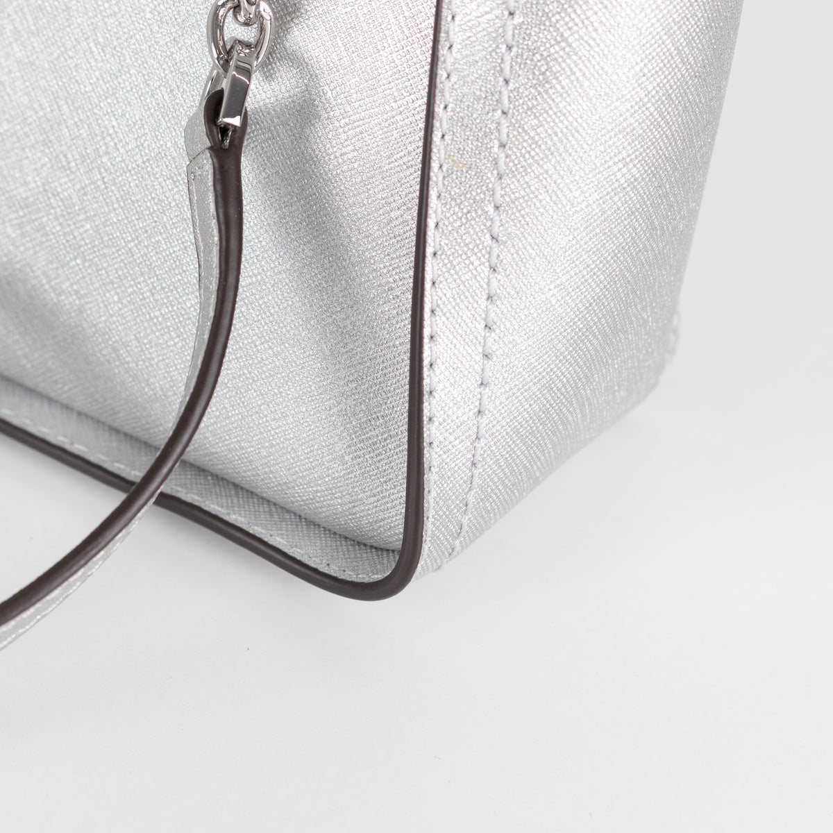 Michael Kors Silver Chelsea Saffiano Leather Convertable Crossbody Bag
